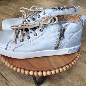 Blackstone Leather Sky Blue High-Top Sneakers Size 36